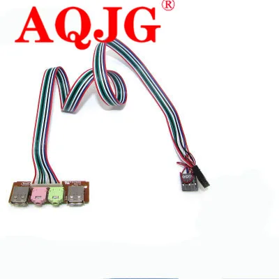 

10PC Dual USB2.0 Ports PC Computer Case Front Panel USB Audio Port Mic Earphone Cable for USB Audio Front Assembly I-O Panel