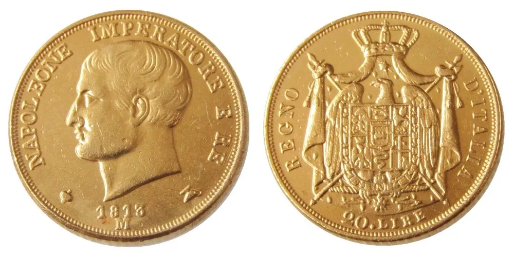 Итальянские штаты, Королевство Наполеона, Наполеон I, 20 лир, 1813-м Золотая копия монета