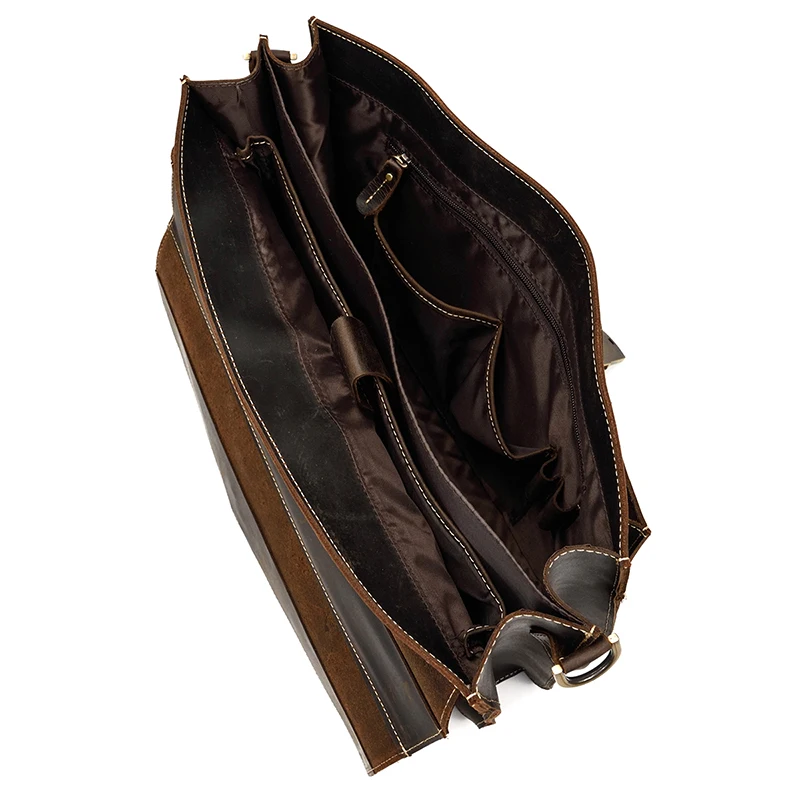 Винтажный Мужской портфель из натуральной кожи Подходит для ноутбука 14 дюймов, деловая сумка из коровьей кожи, двухслойная сумка-мессенджер, сумка-тоут для работы