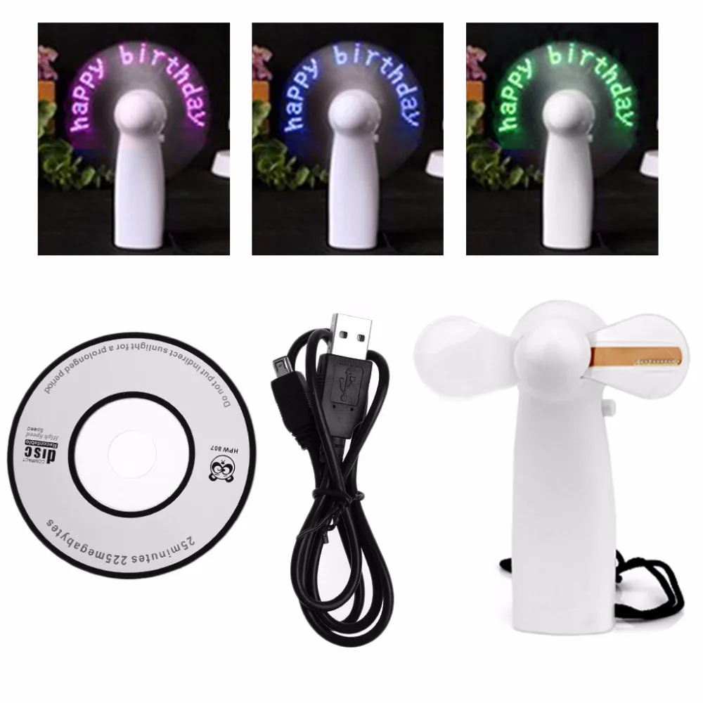 

MEXI Portable Handheld Cooling Fan Colorful LED Mini Light Battery Power With Strap