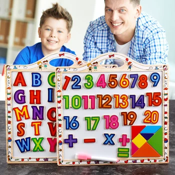 

Multifunctional Drawing Board with Magnetic Letters Digital Block Educational Montessori Wooden Toys for Children Birthday Gift