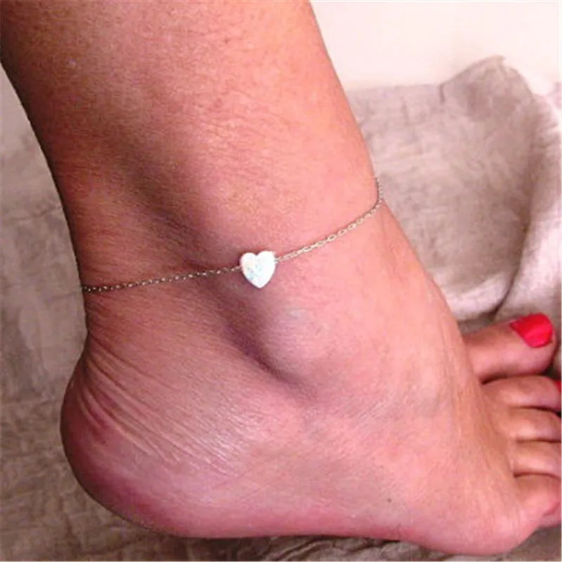 

New Heart Female Anklets Barefoot Crochet Sandals Foot Jewelry Leg New Anklets On Foot Ankle Bracelets for Women Leg Chain