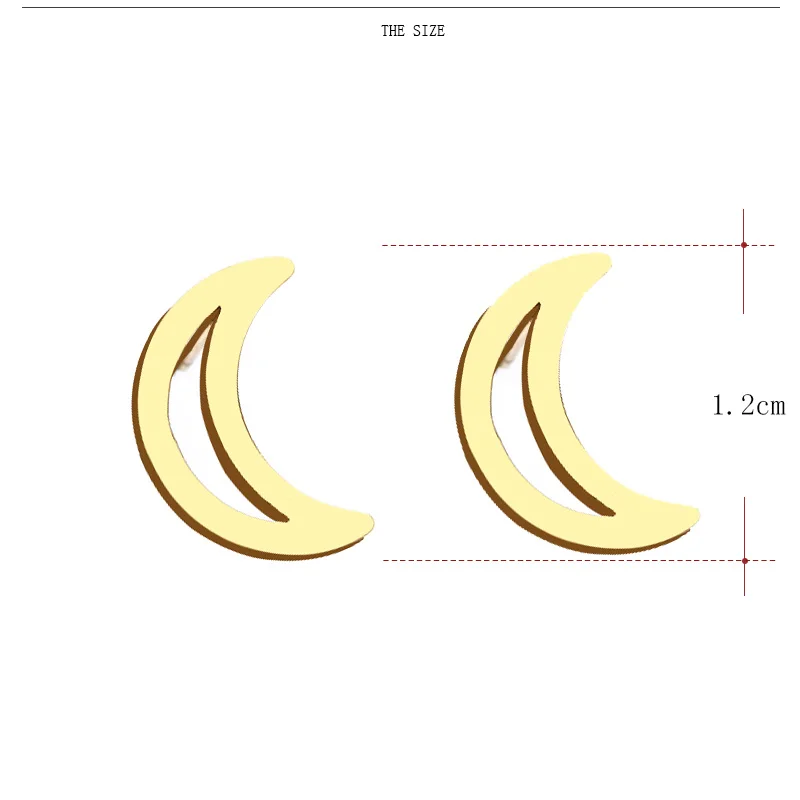 CACANA Stainless Steel Stud Earring For Women Man Moon Gold And Silver Color Lover's Engagement Jewelry Drop Shipping