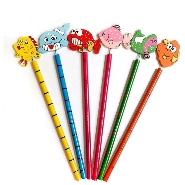 Fashion 6Pcs Set Cartoon Animals Wood Pencil Student Prize Fashion 6Pcs Set Cartoon Animals Wood Pencil Student Prize
