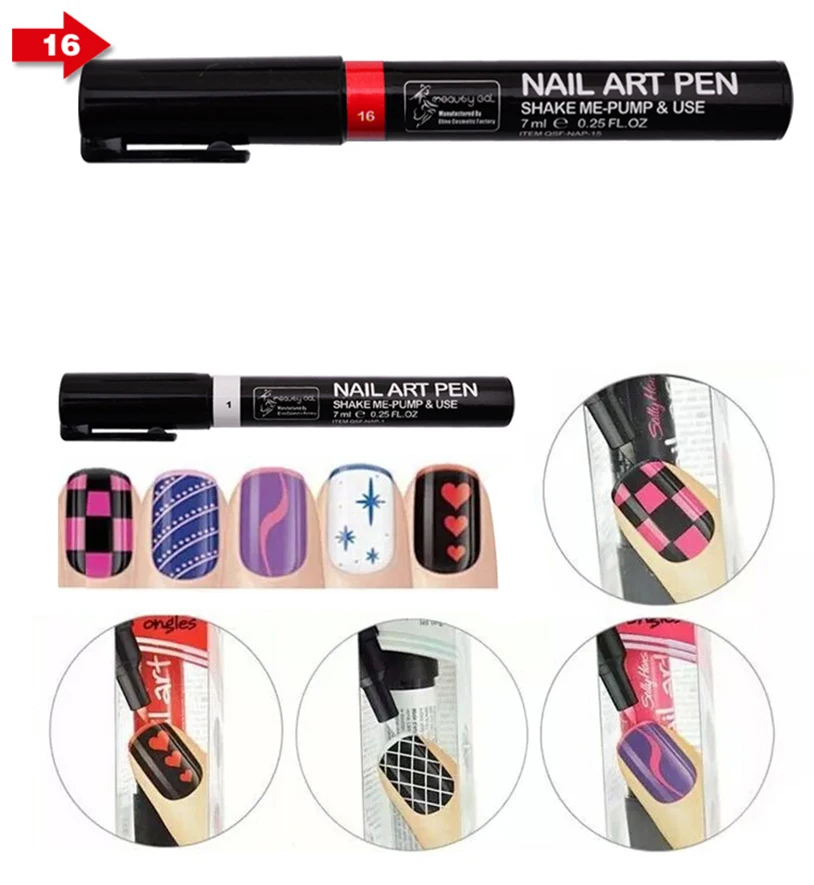 16 cores 3d Nail Art Pen For Nail Art Diy Design Desenho Pintando Unha Gel  Gel Marcador Caneta Pregação Ferramentas de Decoração manicure