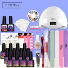 Маникюрный набор для маникюра, 48 Вт, УФ лампа, Сушилка для ногтей, набор с 12 шт., Гель-лак для ногтей, отмачиваемый, маникюрные инструменты, набор, Гель-лак для ногтей
