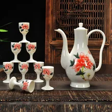 China Keramik Wein Klassische Hand gezogen Schnaps Wein Weiß Geist Flagon Weinglas Set Nüchterne Up Ausrüstung