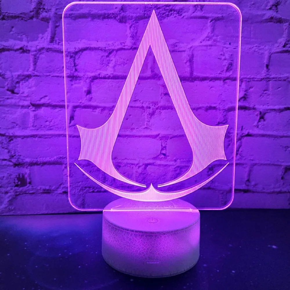 3d светодиодный Ночной светильник с логотипом игры Assassins Creed, Ночной светильник, подарок для детей, декор для спальни, меняющий цвет, для детского кабинета, 3d лампа