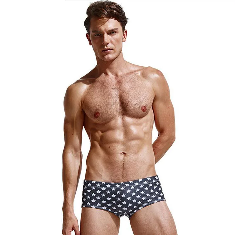 

2019 New Star Print Men's Swimwear Sexy Men's Swimming Trunks For Swimming Sports Surf Slip De Bain Homme Sunga