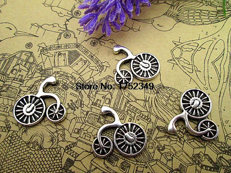 15pcs Bicycle Charms-- Antique Tibetan silver tone Lovely Bike Charm Pendant 25x22mm | Украшения и аксессуары