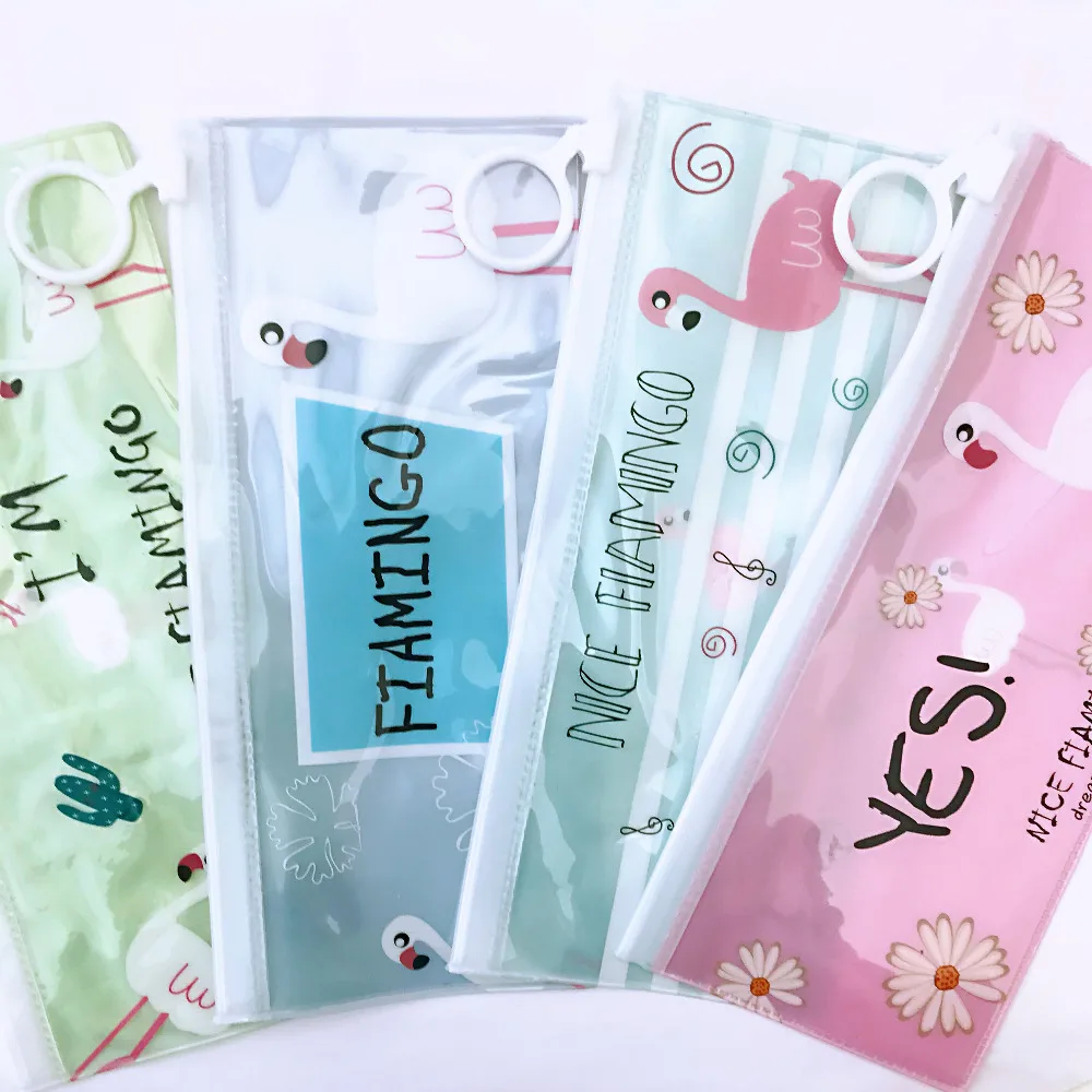 

1X Fresh Flamingo Flower Cactus Stripe Pen Bag Case Holder Storage Pencilcase School Supplies Cosmetic Makeup Bag