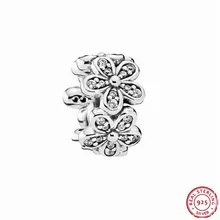 Прозрачный CZ DAZZLING Daisies распорные бусины для женщин Изготовление ювелирных изделий DIY Fit PANDORA Подвески Серебро 925 на браслетах FL514