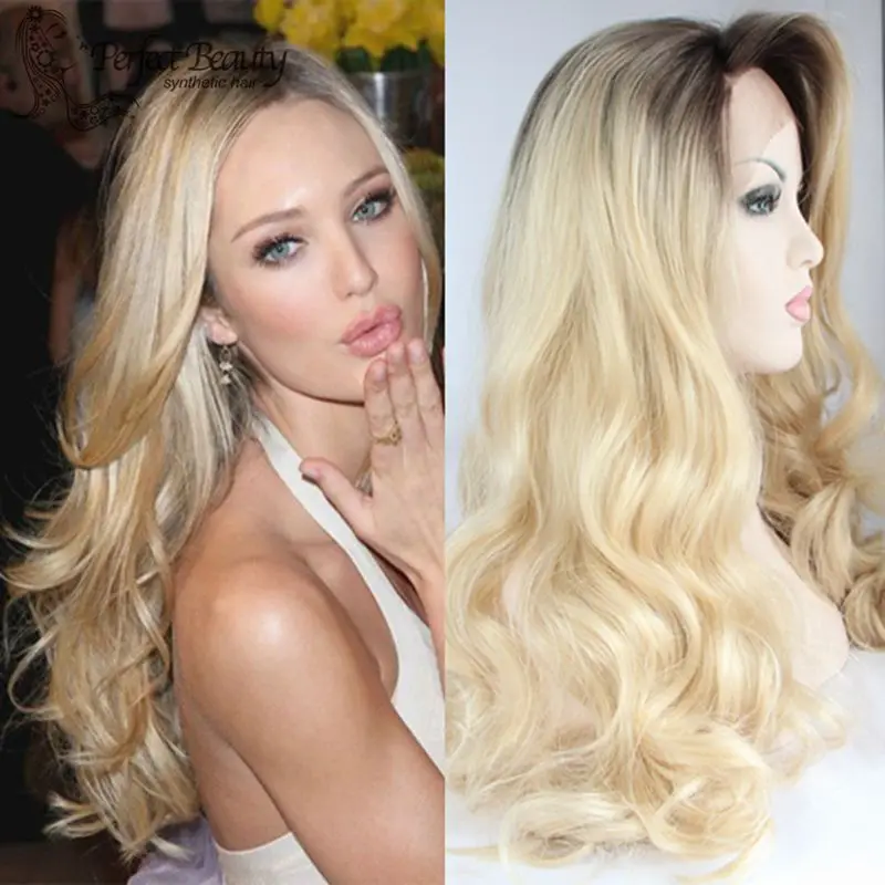 Cosplay Blonde Wig Dark Roots Natural Hairline Synthetic Lace Front Wig Heat Resistant Sexy Long Cosplay Blonde Wig Dark Roots Natural Hairline Synthetic Lace Front Wig Heat Resistant Sexy Long