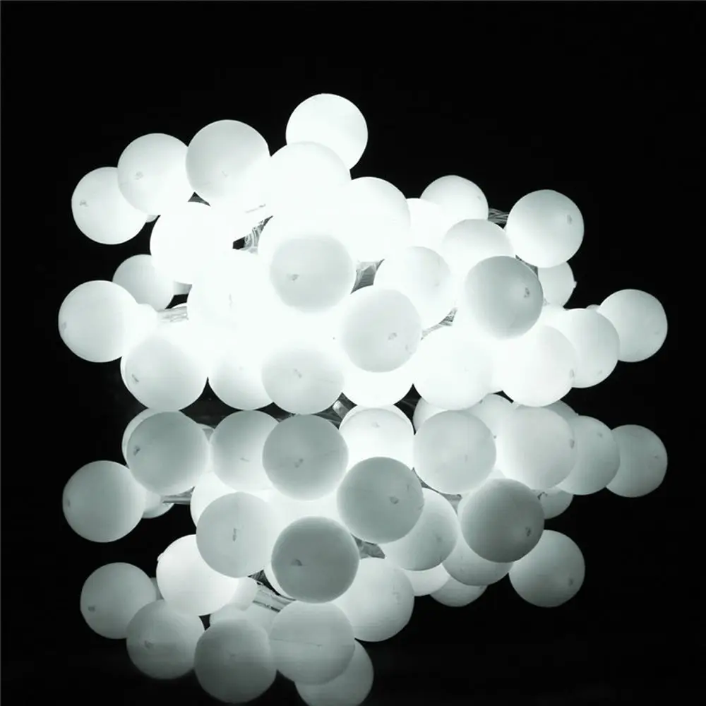 

LED Globe String Light 5M 50 LED Outdoor Globe String Lights Remote Timer 8 Modes Battery Operated Frosted White Ball Waterproof