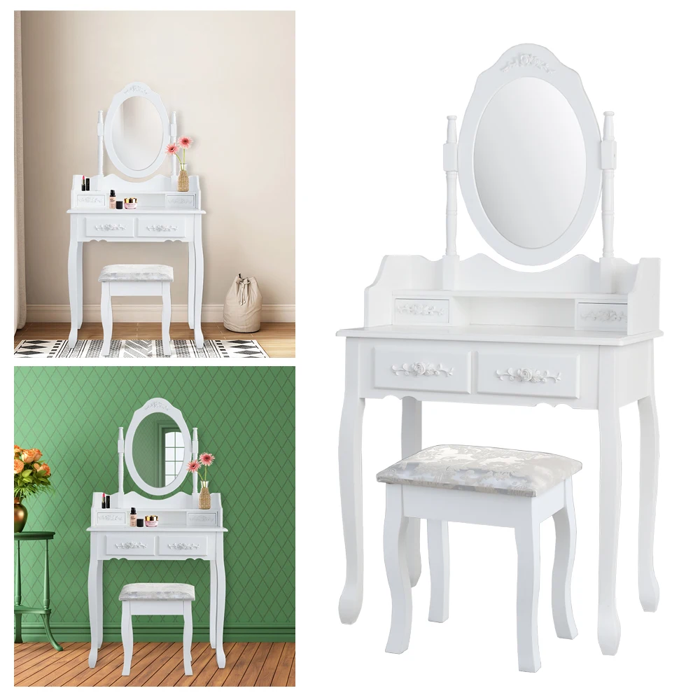 

Makeup Desk Dresser Dressing Table 1 Mirror 4 Drawers European bedroom furniture make-up mesa Bedroom penteadeira with stool