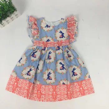 

Puresun Hot Sale children Girls Easter Day Clothing Wholesale Adorable Baby Girl Spring Summer Boutique Dress