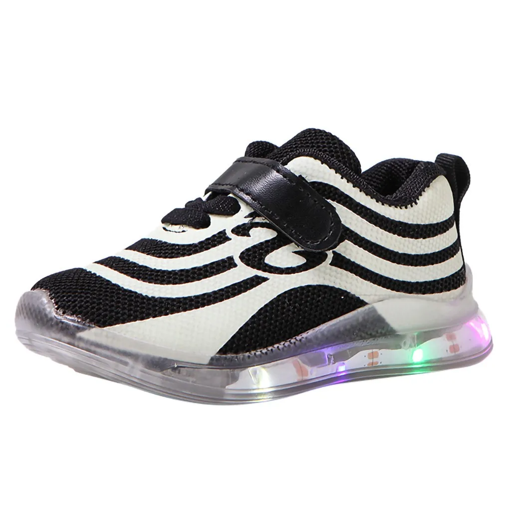 

Children Shoes Toddler Infant Kids Baby Girls Mesh Breathable LED Luminous Sport Shoes Blue Patchwork Sneakers