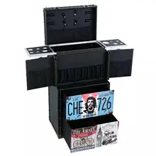 Женский Ретро чемодан на колесиках для косметики, Ногти Макияж Ящик для инструментов прокатки багажа, несколько ящиков Красивая Татуировка чемодан на колесиках