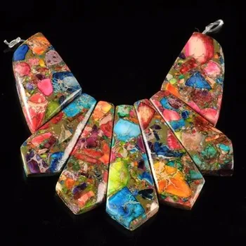 

Multi-color Sea Sediment Stone & Pyrite Variscite Pyrite Pendant Beads Set 7pcs