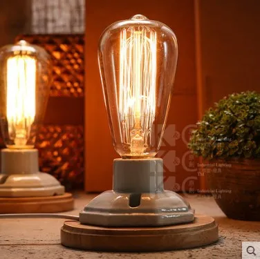 

Vintage Wood Porcelain Table Lamp In Industrial Loft Style Edison Table Lamps For Bedroom,Luminaria Lamparas De Mesa