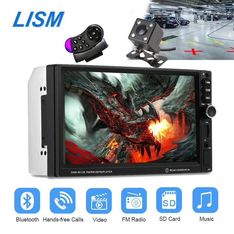 

2 Din Car Radio 7'' LCD Touch Screen Bluetooth 7 inch Universal Multimedia Car Stereo MP4 MP5 Player USB AUX TF Autoradio 8012B