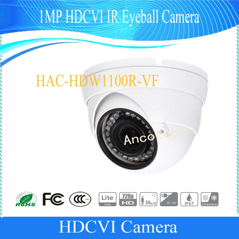 

Free Shipping DAHUA CCTV Security Camera 1MP HDCVI IR Eyeball Camera IP67 DH-HAC-HDW1100R-VF