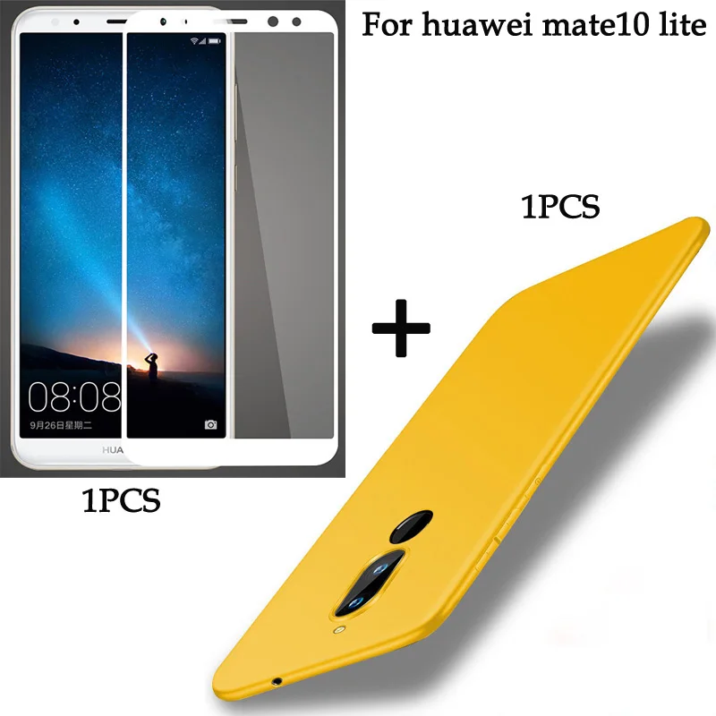 1 шт. для HuaWei Mate 10 lite полный экран защитное закаленное стекло + чехол мягкий задней