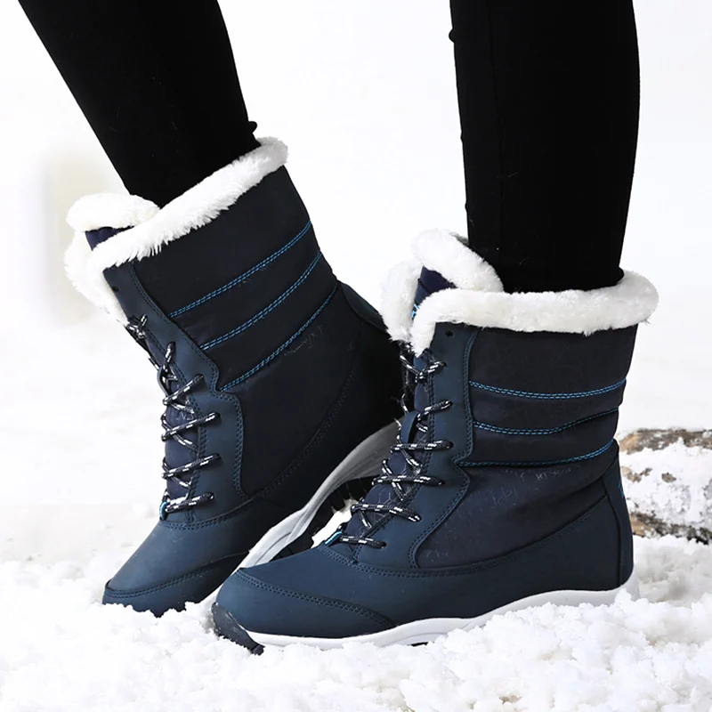 Женские ботинки Водонепроницаемая зимняя обувь женские зимние ботинки сохраняющие тепло Зимние ботильоны на платформе с толстым меховым каблуком Botas Mujer