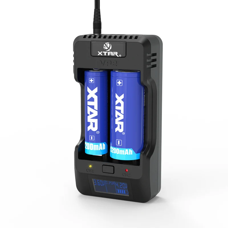 XTAR VP2 18650 Батарея Зарядное устройство ЖК дисплей Дисплей для батарей Li Ion (литий