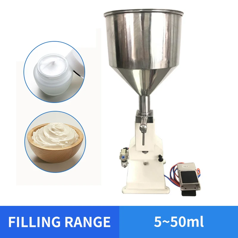 

YTK 5~50ml Pneumatic Filling Machine for Cream & Shampoo & Cosmetic with foot pedal A02