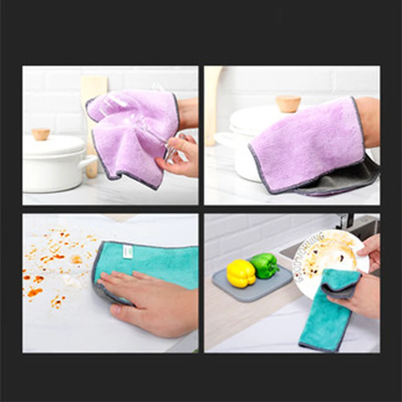 5 pcs Super Absorbent Microfiber kitchen dish Cloth High-efficiency tableware Household Cleaning Towel kichen tools gadgets images - 6