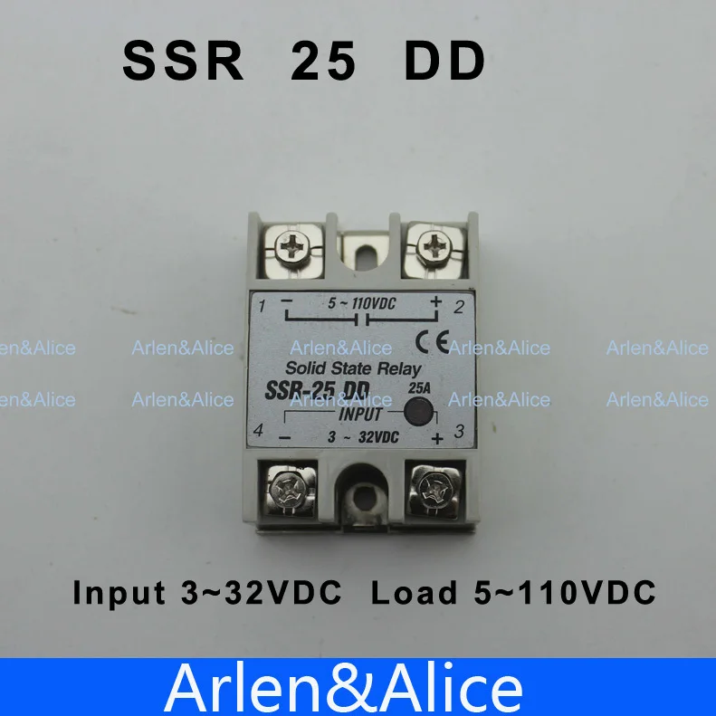 

25DD SSR input 3~32VDC load 5~110VDC DC single phase DC solid state relay