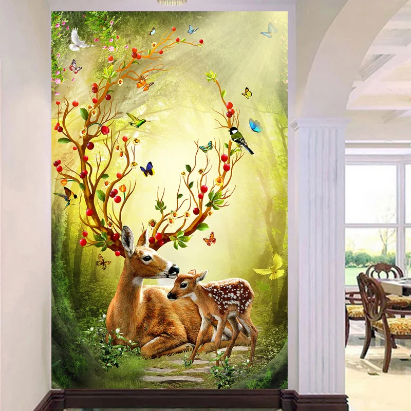 

Youran Full Drill Diamond Embroidery 3d Diamond Cross Stitch Animals Deer Mother and Son Diamond Mosaic Pattern of Rhinestones