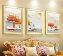

AtFipan Unframed 3 Pannel Fortune tree Home Decoration Red P living room Wall Art Pictures Canvas Prints Modular Painting