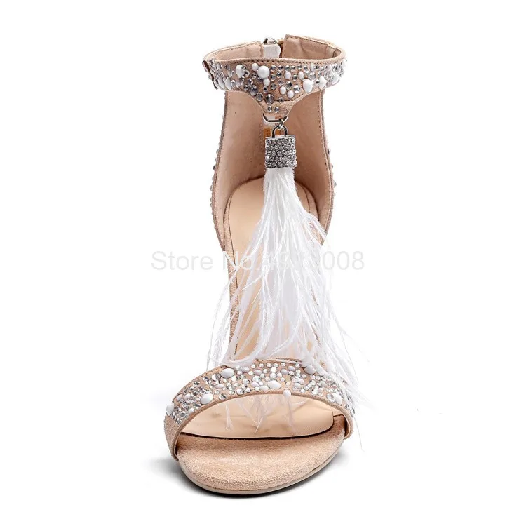 Женская обувь в гладиаторском стиле; Летние босоножки на шпильке с шипами; пикантная Свадебная обувь на молнии; женская обувь с перьями и стразами