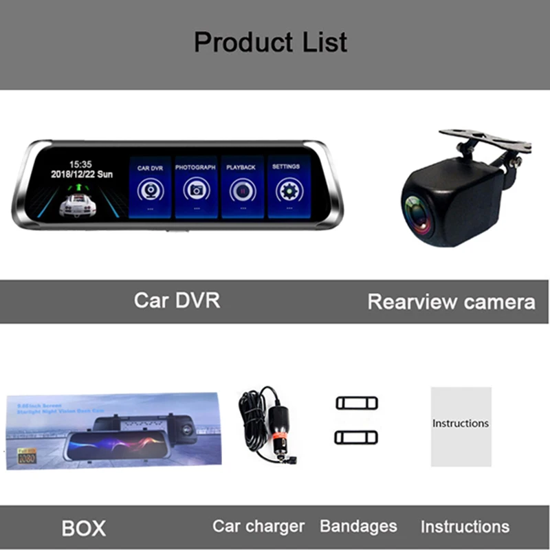 Jiluxing M902S 1" СТРИМ медиа заднего вида автомобиля DVR зеркало супер ночного видения 1080P автомобильная камера Две камеры видео рекордер Dash cam