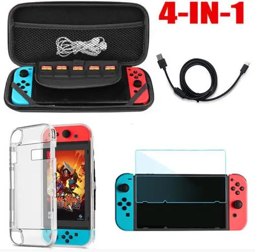 

Accessories Protection Bag + Crystal Shell + Toughened Film + Charging Line for Nintend Switch Protective Pouch Bag e25