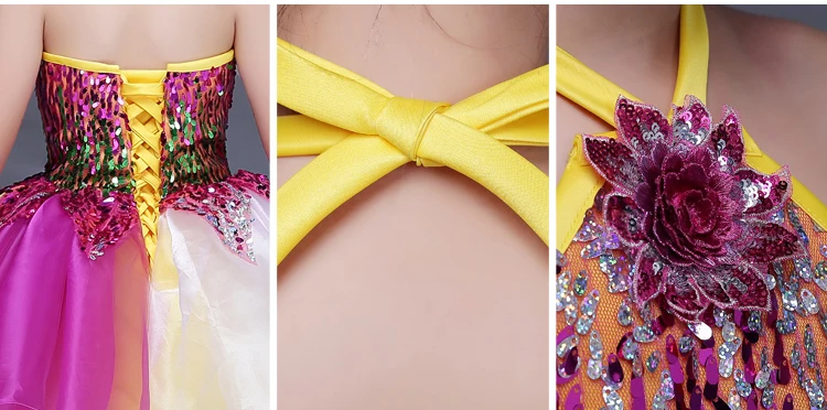 Детские костюмы; юбка-американка с блестками; разноцветное платье принцессы для танцев; детская юбка; одежда для выступлений