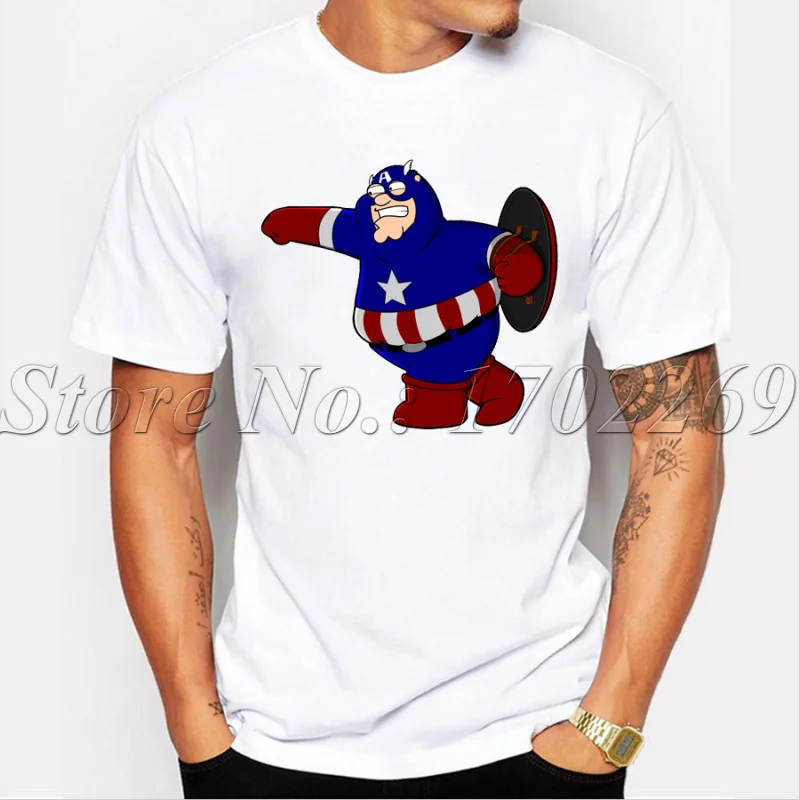 

Cartoon printed Men customized t-shirt Captain Griffin The Avengers fashion tops short sleeve casual hipster funny comics tee