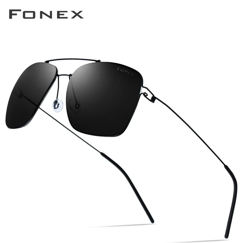 FONEX, поляризационные солнцезащитные очки, мужские, ультралегкие,, фирменный дизайн, зеркальные, сплав, большие размеры, квадратные, солнцезащитные очки для мужчин, Безвинтовые очки