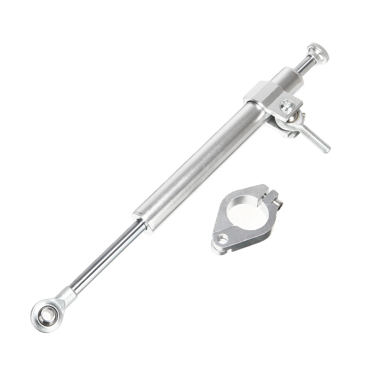 Mayitr 1pc 330mm Universal Motorcycle Steering Damper Fork Stabilizer Silver Aluminum