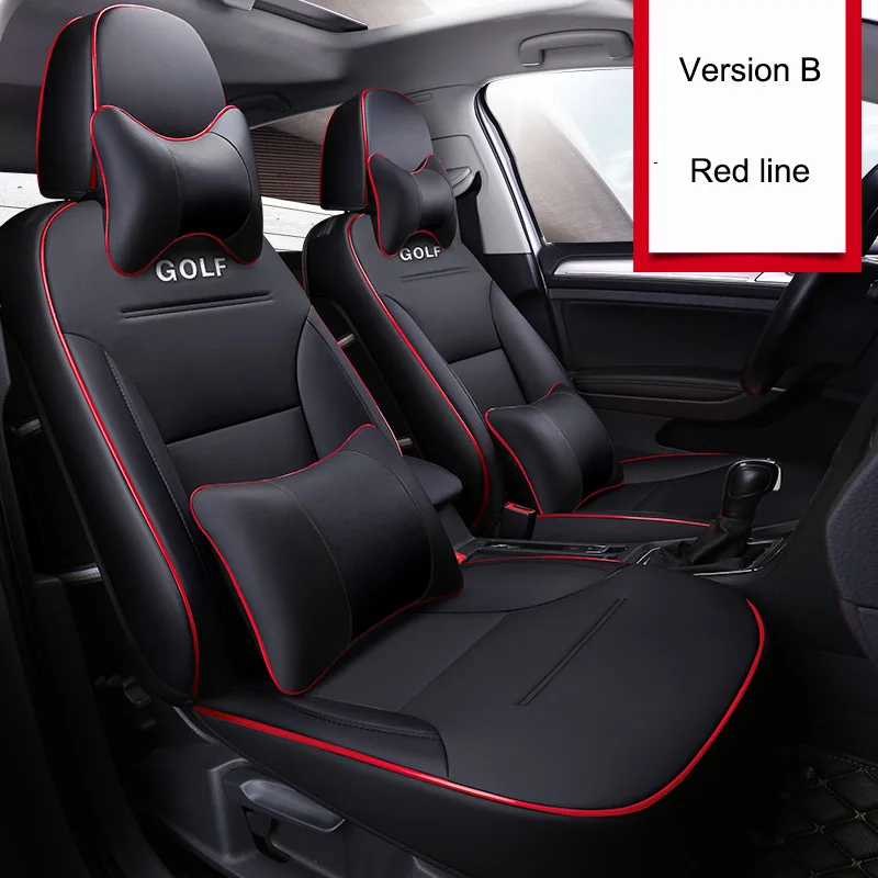 360 все окружающие индивидуальные автомобильные чехлы для сидений, высокое качество, кожаные автомобильные сиденья, протектор для golf 4 5 6, красный, черный - Название цвета: Version B