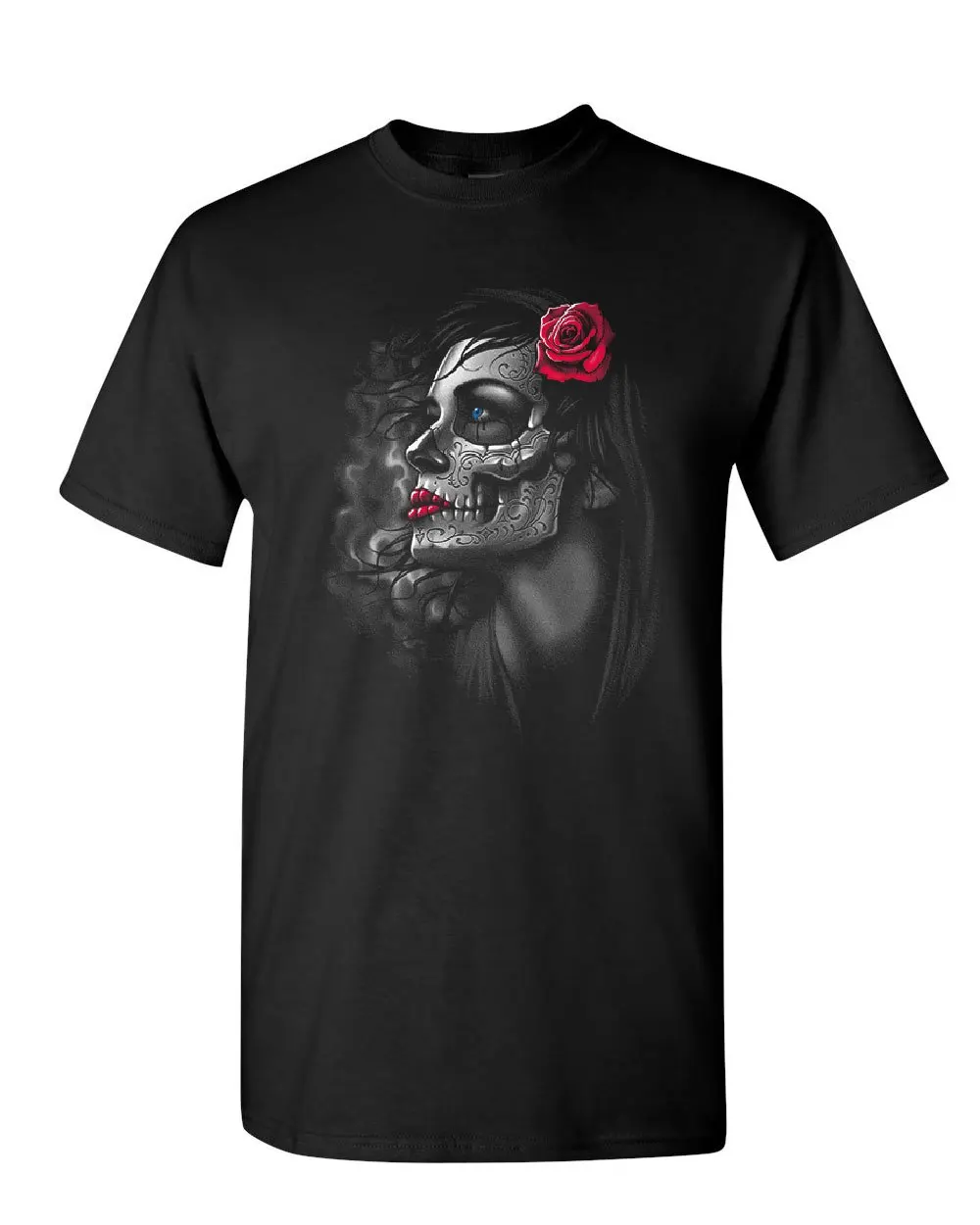 День мертвых Футболка Череп лицо Dia de Los Muertos Розы Мужская футболка|Футболки| |