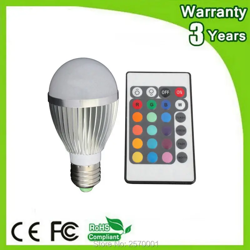 

(50PCS/Lot) Epistar Chip 3 Years Warranty CE RoHS 3W Remote LED Bulb RGB Color Change Spotlight Spot Light