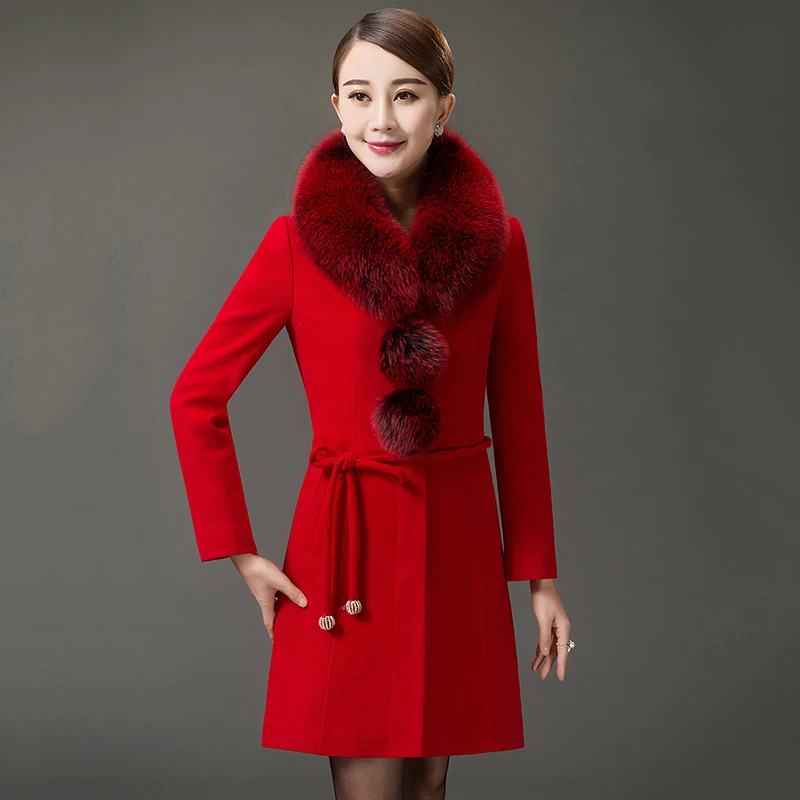 Middle-aged Women New Winter Jackets Autumn Medium long Fur collar Woolen Coat Fashion Elegant Woolen Coat Women Plus size 5xl Middle-aged Women New Winter Jackets Autumn Medium long Fur collar Woolen Coat Fashion Elegant Woolen Coat Women Plus size 5xl