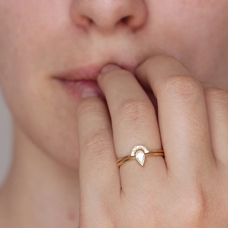 Изысканные кольца для женщин, капли воды, свадебные кольца для свадебной вечеринки, ювелирные изделия, изысканные женские кольца на палец, золотого цвета, Bijoux Femme, подарок