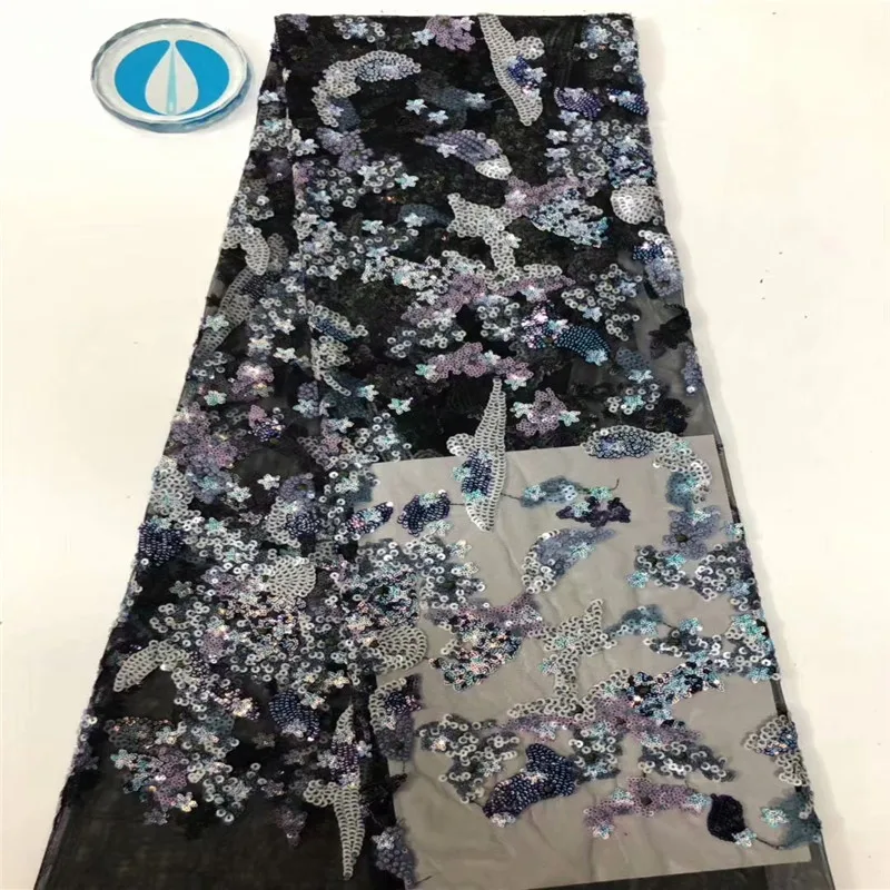 

2019 French Embroidered Mesh Lace Fabric Black Color African Lace Fabric High Quality Guipure Lace For Nigeria Lace Wedding
