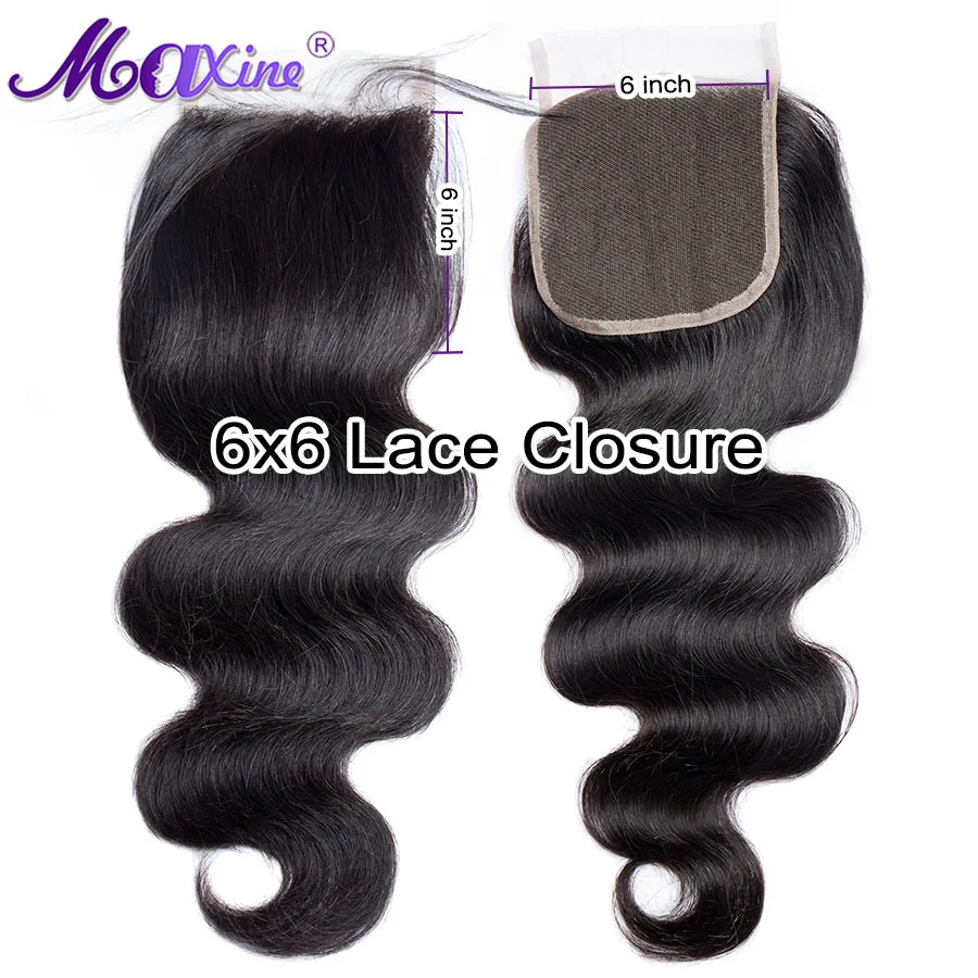 

Malaysian 6x6 Closure Body Wave Pre Plucked 100% Human Hair Swiss Lace Extensions Medium Brown Lace Remy Hair 8-22 Inch Maxine