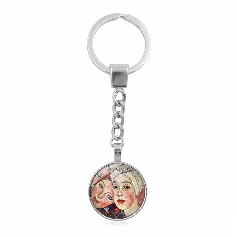 Gustav Климт брелок в виде губ ювелирные изделия с серебряным стеклом кабошон Климт поцелуй шаблон автомобиля брелок кольцо для женщин подарок