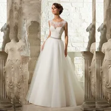 Sales Lace Tulle Marriage Women Luxury Wedding Dress 2017 vestidos de noiva casamento Custom Made Crystal Belts